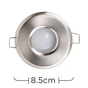 ValueLights Downlight IP65 Brushed Chrome Ceiling Light Fitting Single Pack