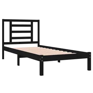 Berkfield Bed Frame Black Solid Wood Pine 100x200 cm