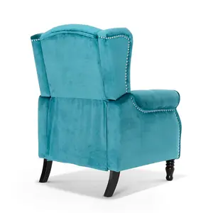 Velvet Teal Marianna Manual Recliner Wingback Chair