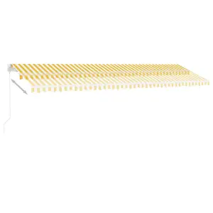 Berkfield Manual Retractable Awning with LED 600x350 cm Yellow and White