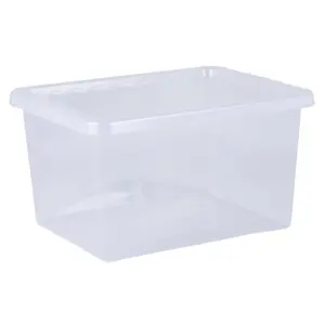 Wham Crystal 31L Medium Under Bed Plastic Storage Boxes With Lids - Pack of 5. Clear, Strong, Made in UK Clear