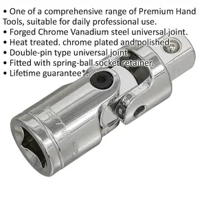 High-Quality 1/2-Inch Square Drive Universal Joint with Double Pin Design