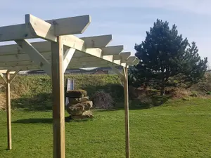 Chamfered Wooden Garden Pergola Kit, 1.8m x 4.2m (Natural finish)