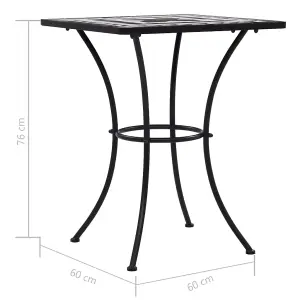 Berkfield Mosaic Bistro Table Black and White 60 cm Ceramic