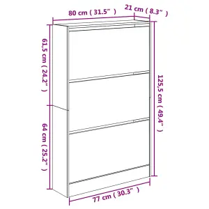 Berkfield Shoe Cabinet White 80x21x125.5 cm Engineered Wood