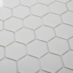 Plain White Frosted Matt Glass effect Plain Glass Mosaic tile sheet, (L)300mm (W)300mm