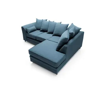 Darcy Corner Sofa Right Facing in Teal Linen Fabric