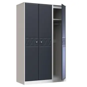 San Jose Ready assembled Contemporary Indigo & white Tall Triple Wardrobe (H)1970mm (W)1110mm (D)530mm