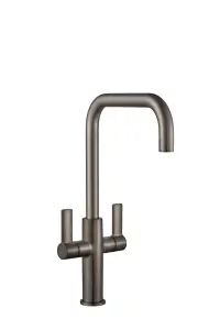 Francis Jeroni Horizontal Spout Two Handle Gunmetal Mono Kitchen Mixer Tap