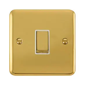 Curved Polished Brass 10A 1 Gang 2 Way Ingot Light Switch - White Trim - SE Home