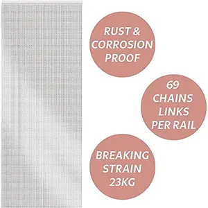 GlamHaus Heavy Duty Fly Screen Aluminium Chain Curtain - Protects Against Flies, Wasps & Insects