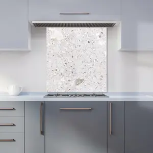 Off Grey Quartz Effect Premium Glass Kitchen Splashback W700mm x H750mm