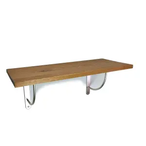 Solid Pine Rustical Shelf Medium Oak with LUK02 Bracket 25x100cm