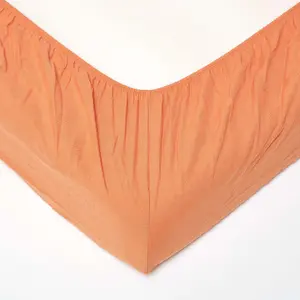 Homescapes Burnt Orange Linen Fitted Sheet, Super King