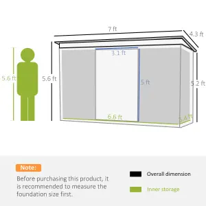 Outsunny 7 x 4ft Metal Garden Storage Shed w/ Double Door & Ventilation Green