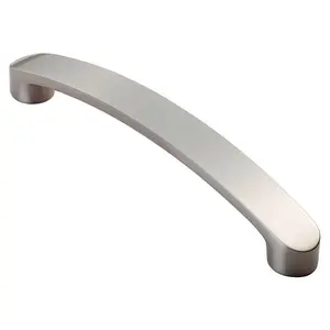 Flat Fronted Bow Pull Handle 140 x 12mm 128mm Fixing Centres Satin Nickel