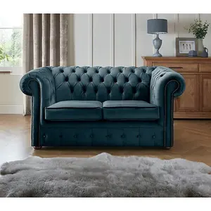 Chesterfield 2 Seater Fabric Malta Peacock 04 Sofa