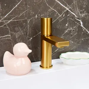 Flode Limingen Mono Basin Mixer Tap Brushed Gold