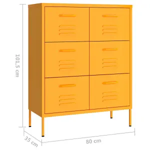 Berkfield Drawer Cabinet Mustard Yellow 80x35x101.5 cm Steel