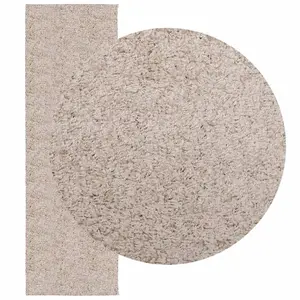 Shaggy Rug PAMPLONA High Pile Modern Beige 80x250 cm