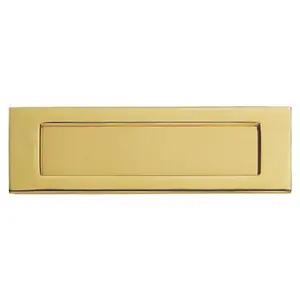 Inward Opening Letterbox Plate 258mm Fixing Centres 282 x 80mm Polished Brass