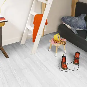 White Modern Wood Effect Anti-Slip Vinyl Flooring for Home, Shops, Offices, 2.0mm Thick Vinyl Sheet-5m(16'4") X 4m(13'1")-20m²