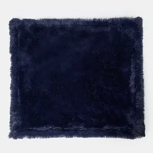 Pet Fleece Throw Fluffy Calming Chair Bed Foldable Travel, Navy - 105 x 90cm