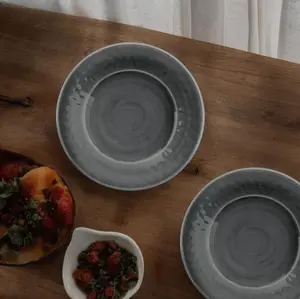 Purely Home Crackle Grey Melamine Side Plates - Set of 8