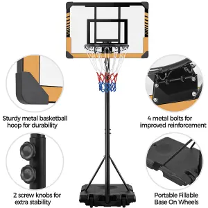 Yaheetech Brown Portable Basketball System with Adjustable Height Pole and Wheels 82cmL x 57cmW