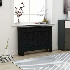 Berkfield Radiator Cover Black 112x19x81 cm MDF