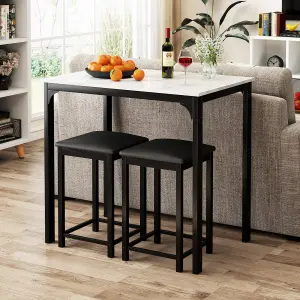 Costway 3-Piece Dining Table Set Modern Bar Table w/ 2 Upholstered Bar Stools