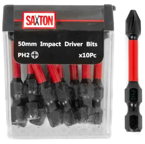 Saxton 10x PH2 - 50mm Impact Duty Phillips Screwdriver Drill Driver Bits Sets Tic Tac Box