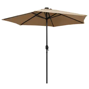 Berkfield Parasol with LED Lights and Aluminium Pole 270 cm Taupe