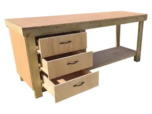 Wooden Eucalyptus top tool cabinet workbench with storage shelf (V.7)  (H-90cm, D-70cm, L-210cm)