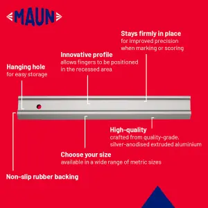 Maun Aluminium Safety Straight Edge 500 mm