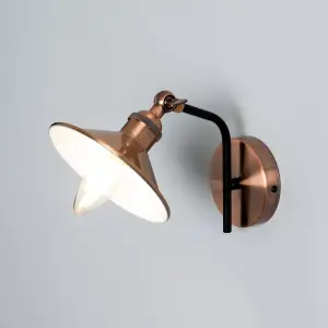 Litecraft Danica 1 Light Antique Copper Industrial Style Wall Light