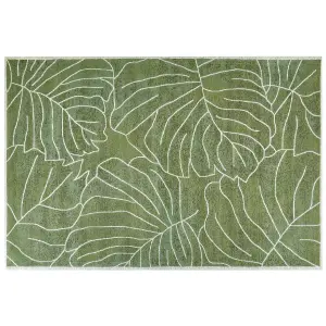 Cotton Area Rug Monstera Leaf Pattern 200 x 300 cm Green SARMIN