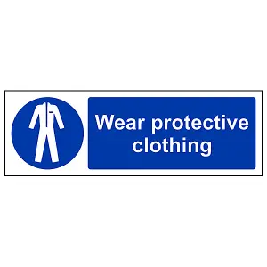 Wear Protective Clothing PPE Sign - Adhesive Vinyl - 300x100mm (x3)