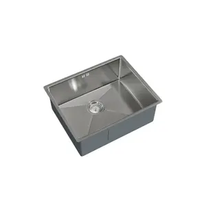 Kersin Elite Brushed Stainless Steel Undermounted 1 Bowl Sink (W) 540 x (L) 440mm