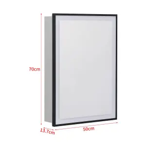 Anti Fog LED Illuminated Touch Sensor Mirrored Bathroom Cabinet with Shaver Socket W 500mm x H 700 mm