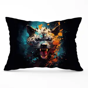 Splashart Angry Hyena Face Cushions 33cm x 48cm