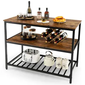 Costway 3-Tier Kitchen Industrial Storage Shelf Island Prep Table Microwave Stand Rack