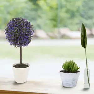 URBNLIVING 41cm Height Decorative Artificial Outdoor Ball Lavender Plant Tree Pot Colour Large