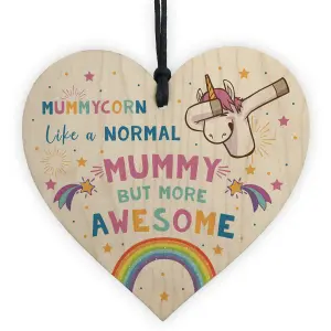 Red Ocean Mummycorn Wood Heart Mummy Unicorn Gift Mummy Birthday Christmas Gift Thankyou