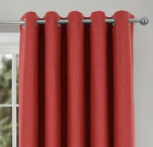 Home Curtains Spencer Faux Wool Blackout 65w x 72d" (165x183cm) Terracotta Lined Eyelet Curtains (PAIR)