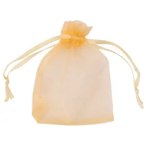 Neel Blue Pack of 100 Organza Bags, 7cm x 9cm Gift Bags Sheer Drawstring Pouches, Gold