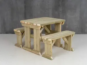 Arbor Garden Solutions Picnic Bench and Table Set, Aspen Rounded Wooden Patio Furniture (4ft, Natural finish)