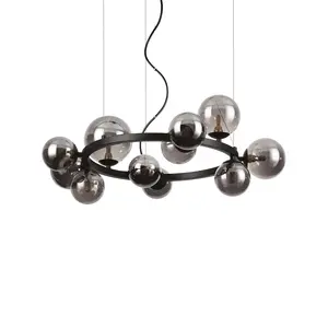 Luminosa Perlage 11 Light Round Globe Pendant Ceiling Light Black