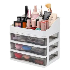 Makeup Organizer - Cosmetic Organiser Transparent Drawer -Cosmetic Box Tray with Drawers - Vanity Countertop Display Case