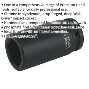 30mm Deep Impact Socket - 3/4 Inch Square Drive - Durable Chromoly Wrench Tool